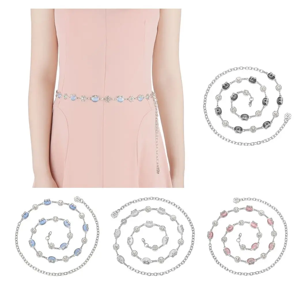 Adjustable Women` Diamante Dress Waist Belt Chain Waistband