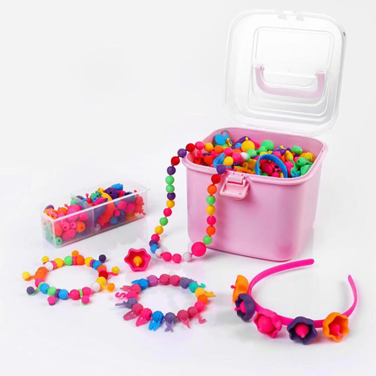 550Pcs Beads, Jewelry Making Kit for 3, 4, 5, 6, 7 Year Old Little Girls, Arts