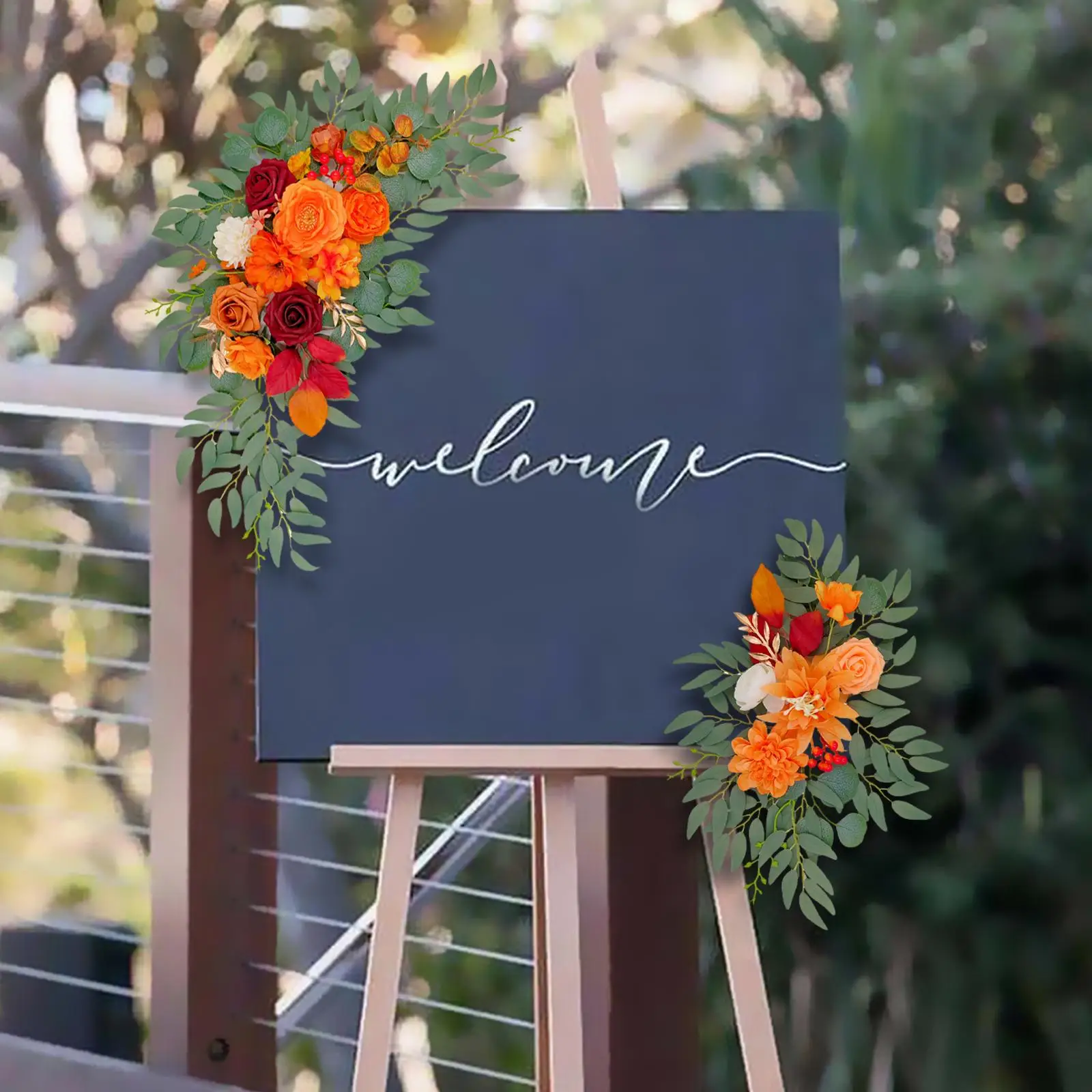 2x Wedding Arch Flowers Artificial Floral Swag Eucalyptus Leaves Wedding Wreath