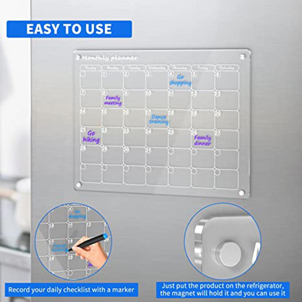 Сухое стирание доска запись в холодильнике запись с маркировочной ручкой  Магнитный маркер еженедельный график прозрачный календарь магнит на  холодильник | AliExpress