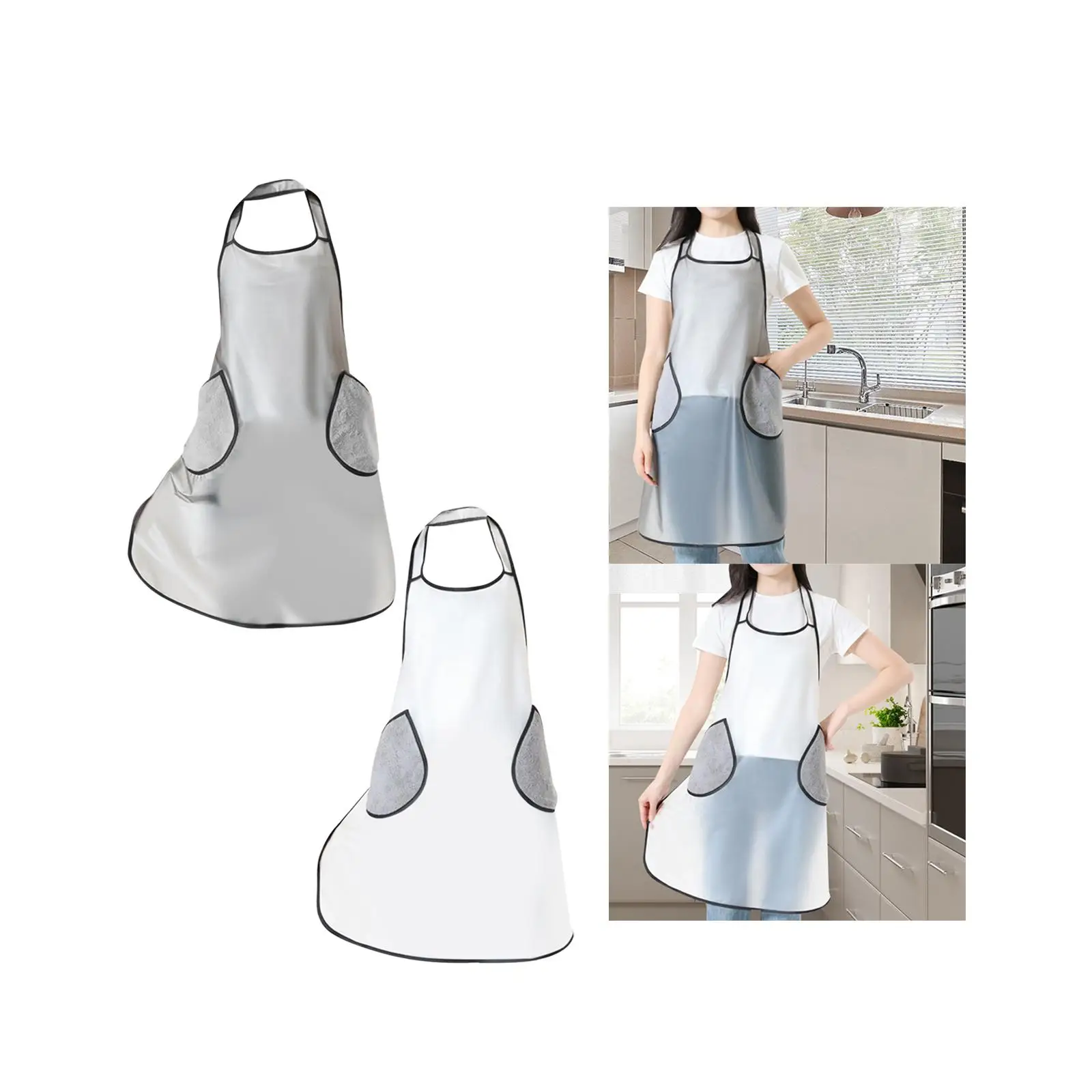 Cooking Apron Baking Apron with Hand Wipe Pockets for Restaurant, Salon Durable Oil Proof BBQ Apron Grilling Apron Works Apron