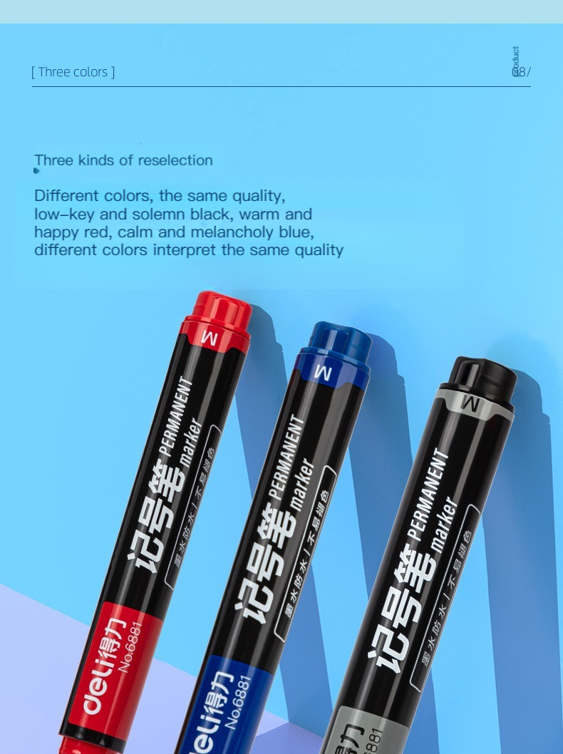 3/6 Pcs/set Deli Permanent Art Markers Pens Waterproof Oil Based Paint Markers for Rock Wood Fabric Plastic Canvas Glass Canvas