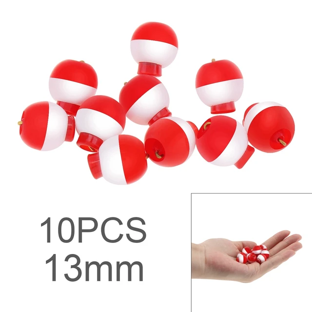 10pcs/lot 13mm / 0.51inch Mini Fishing Bobber Floats Set Hard ABS Snap on Red  White ABS Material Push Button Round Buoy