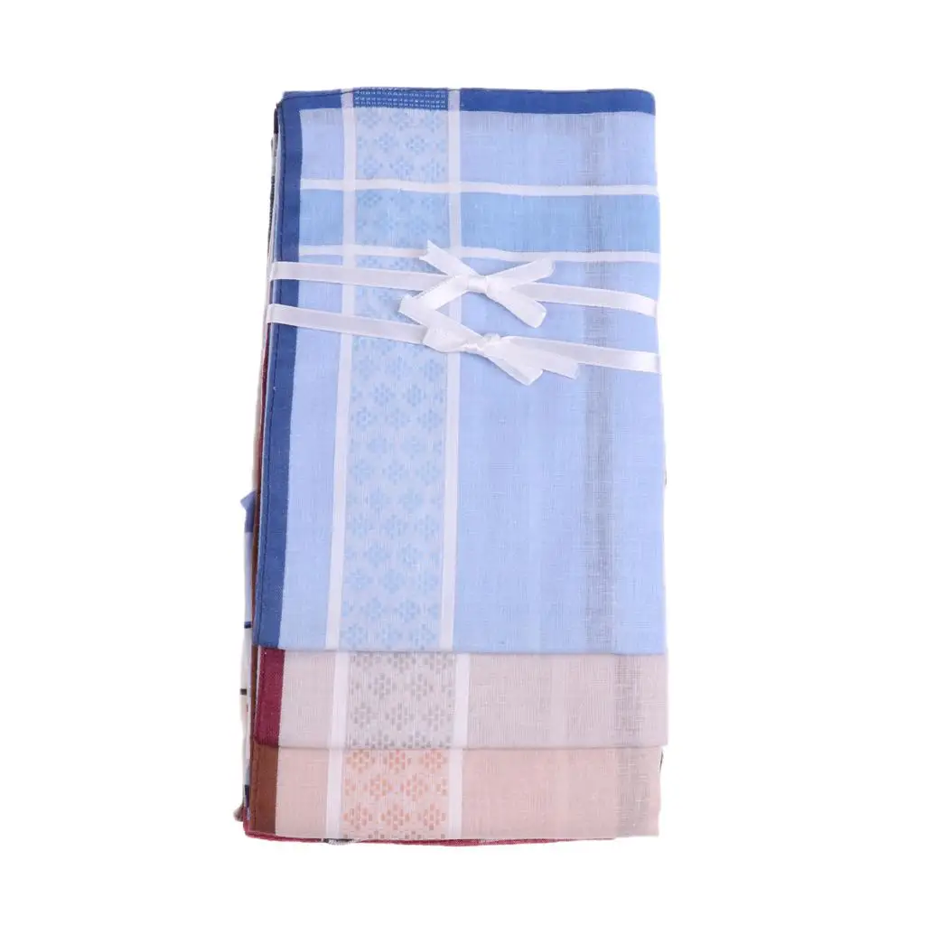12pcs Gentleman Men Hankies   Cotton Pocket Square Striped Handkerchief