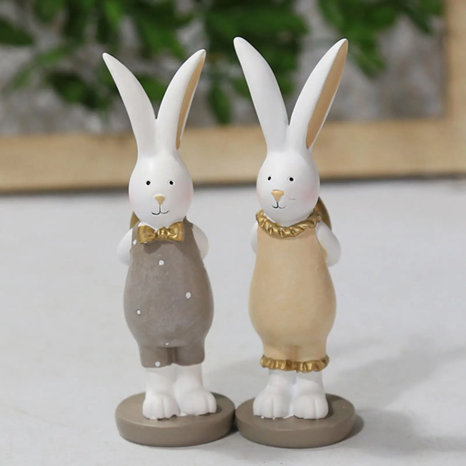 2x Rabbit Statue Little Figure Easter Bunny Figurine for Car Dashboard Decor