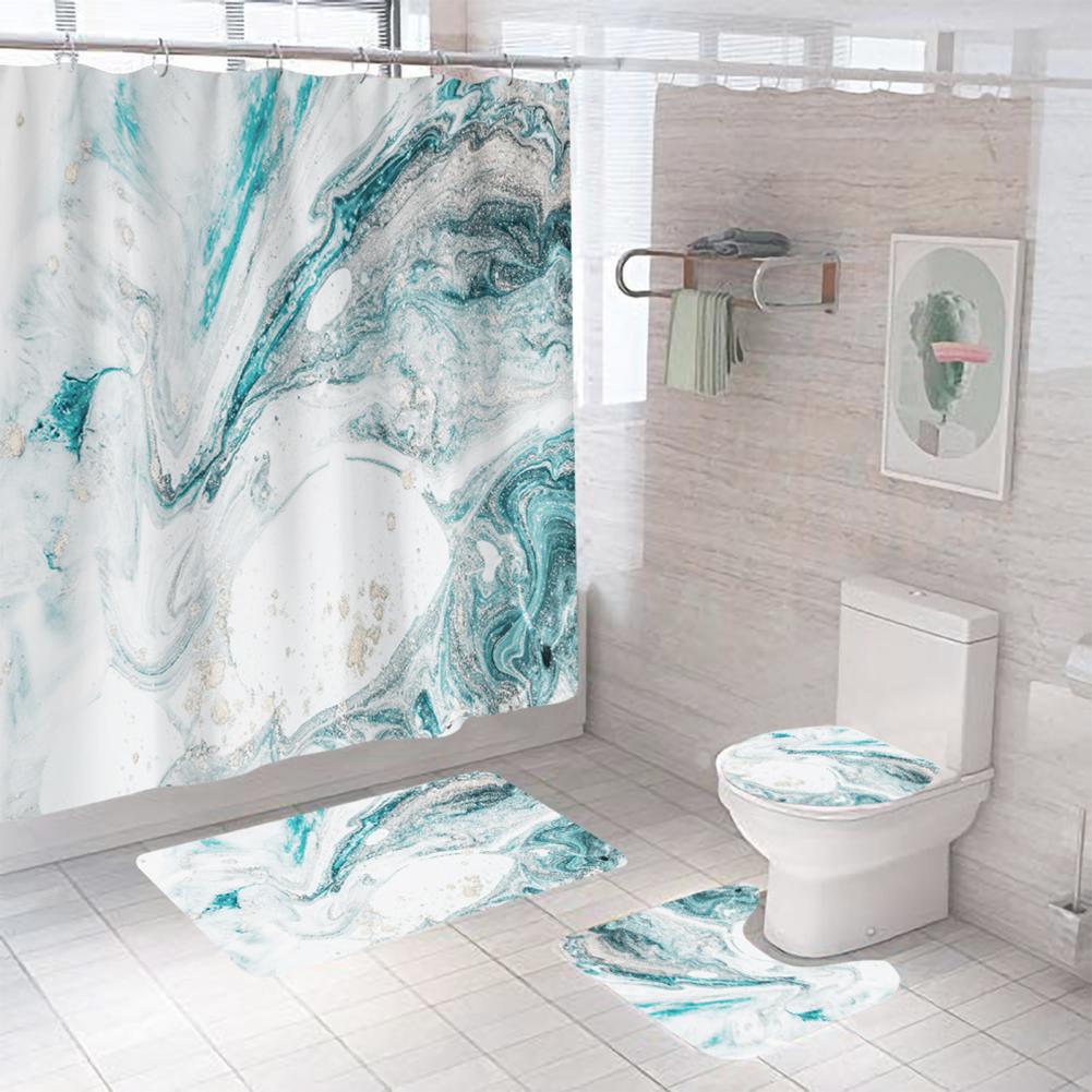 Modern Style Marble Polyester Shower Curtain Bathing display picture 10