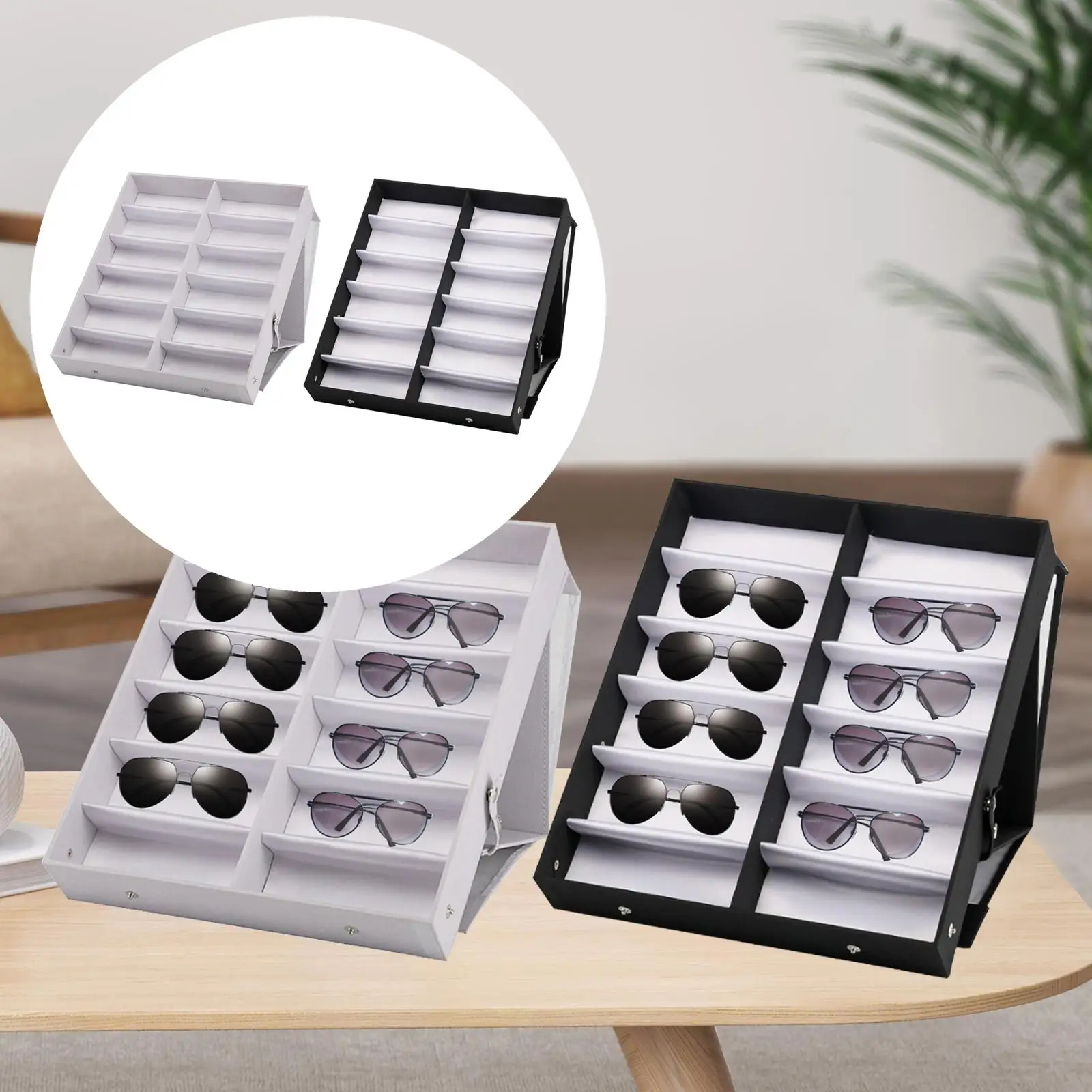 Sunglasses Storage Box Container Foldable Stand Holder for Travel Store Home Use