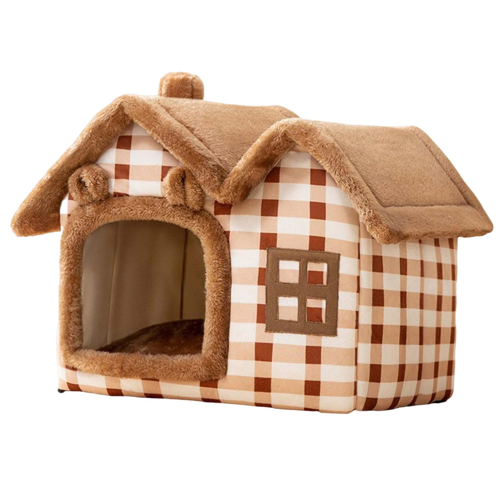 Dog House Indoor with Removable Pad Pet Cat Bed Pets Accessories Home Shelter Semienclosed Kitten Cave Hut for Puppy Kitten Cat