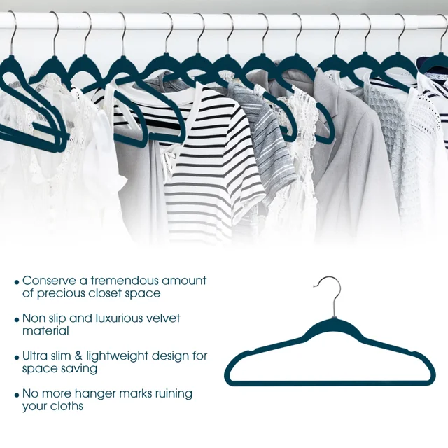 Abdo Non Slip Velvet Clothing Hangers, 100 Pack, Gray, Closet