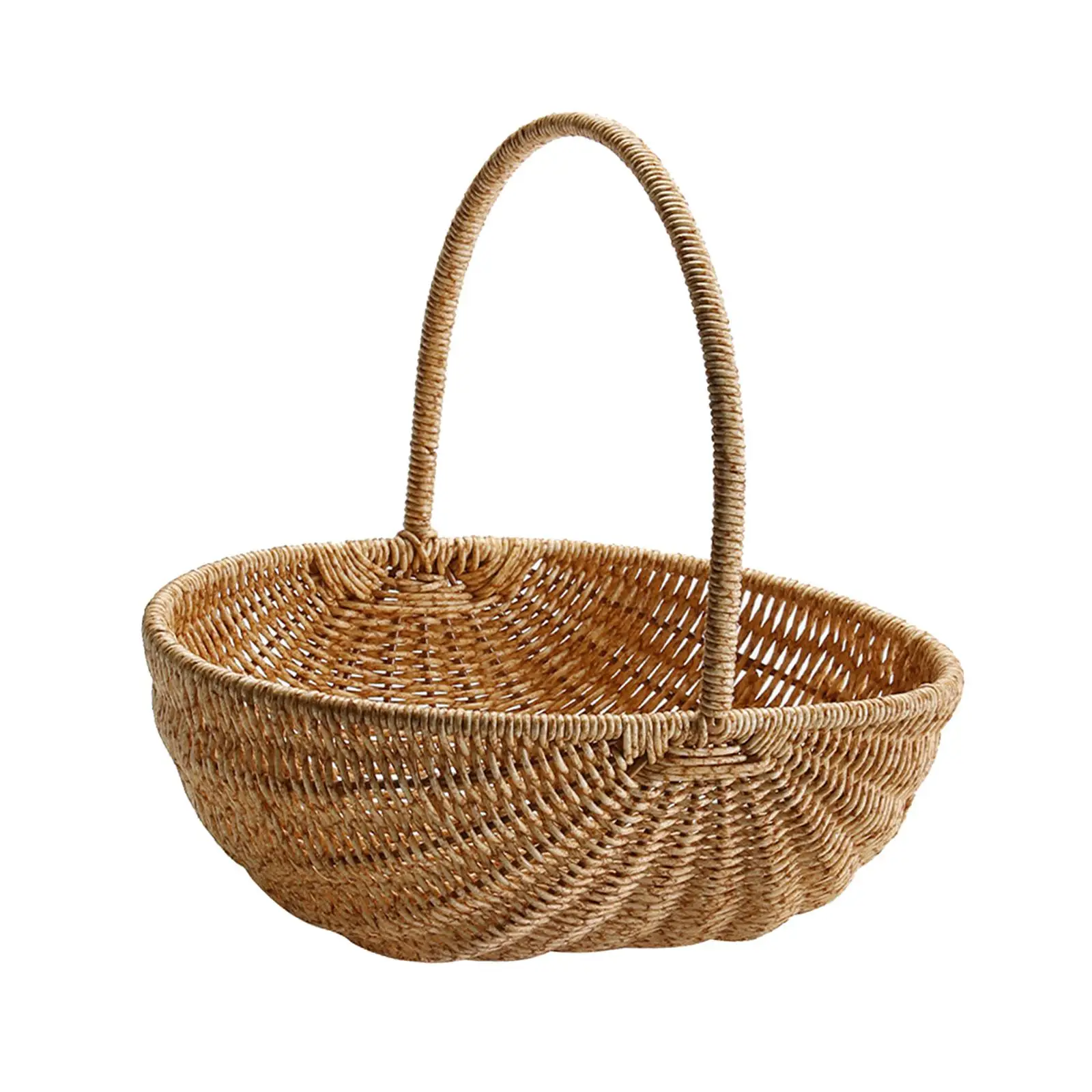 Multifunctional Woven Basket Storage Breathable Decoration with Handle Organizer for Picnic Shopping Cabinet Bathroom Vegetables