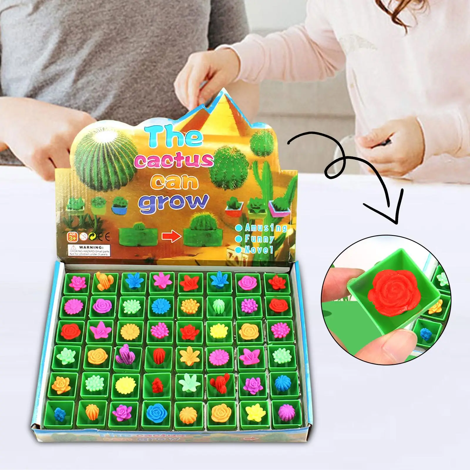 48Pcs Water Growing Cactus Toys Desk Decoration Party Supplies Grow Expansion Plant for Girls Boys Child Gifts