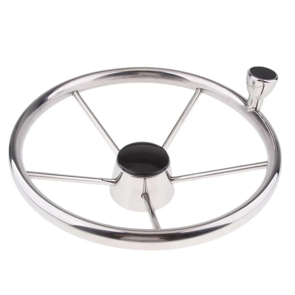 Marine Boat Steering Wheel, 5 Spoke Stainless Steel, 3/4inch Shaft Tapered