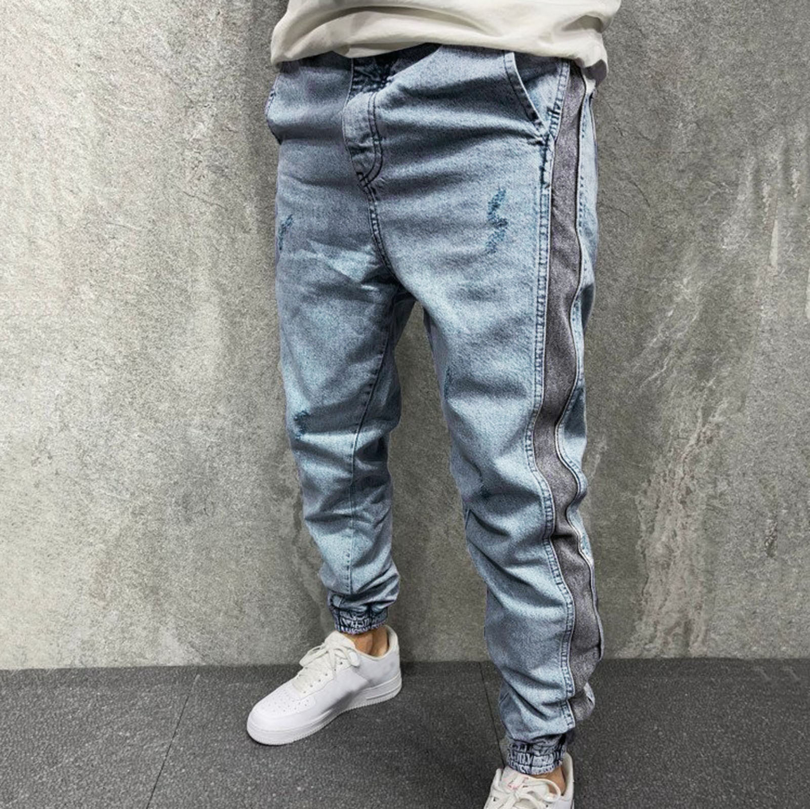 Mens Jeans Skinny Fit Stretch Hip-hop 