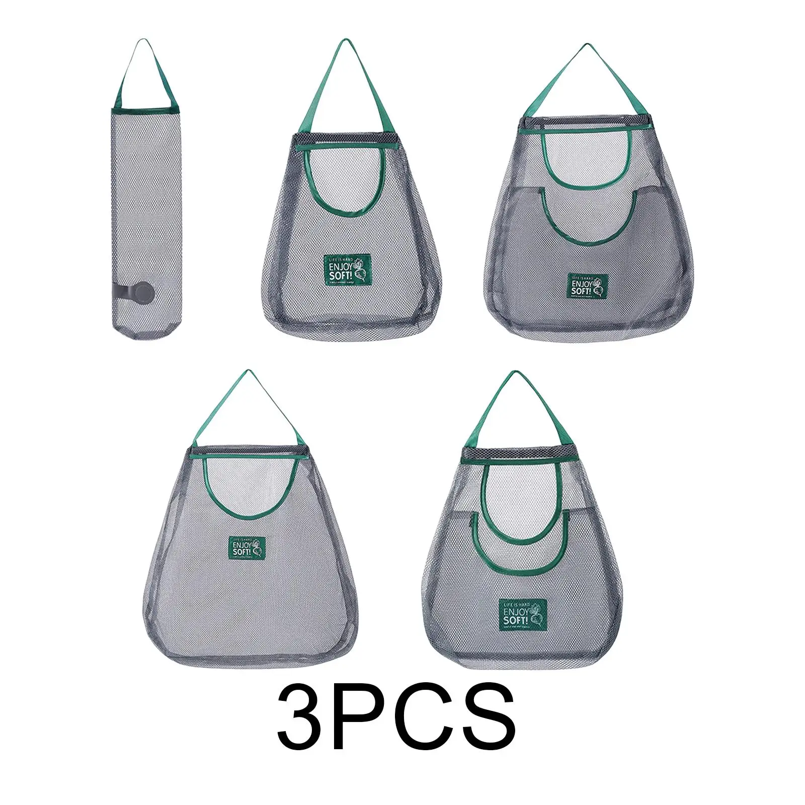 3 Pcs Storage Mesh Bag Household Reusable for Fruits Vegetable Potato