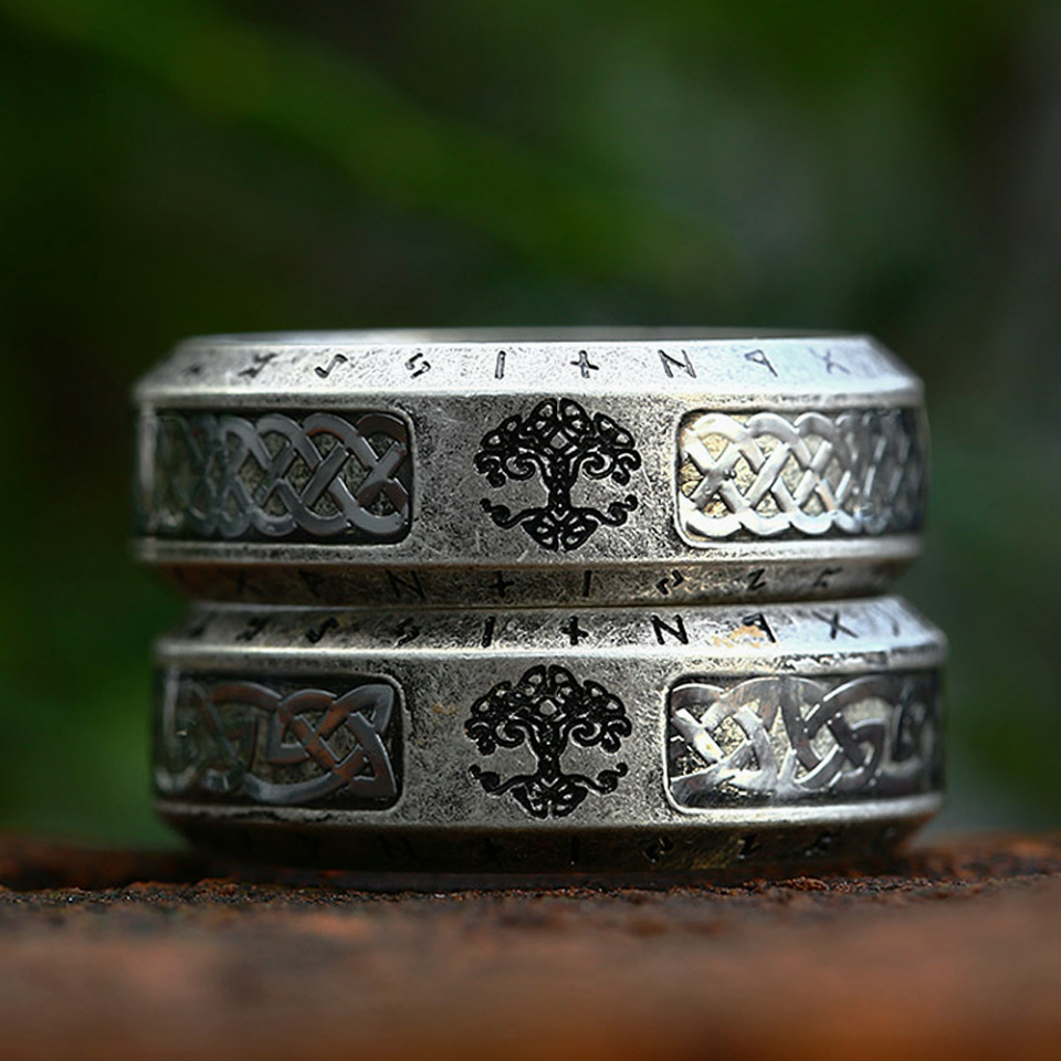 Neuankömmling Vintage Wikinger Baum des Lebens Ring für Männer Frauen Edelstahl nordischen keltischen Knoten Ring Mode Amulett Schmuck Geschenke – Detail 5