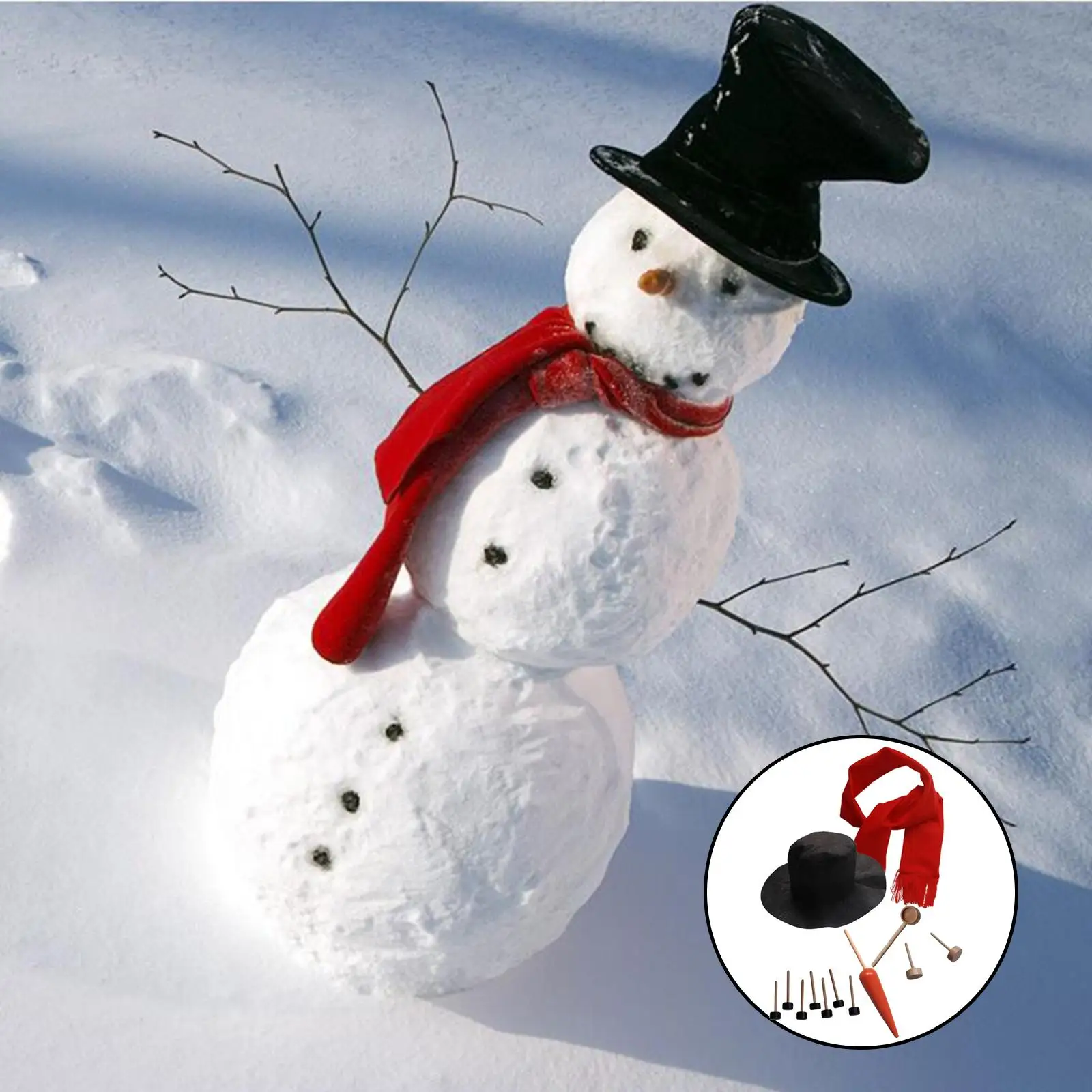 Outdoor Build Your Own Snowman Dress Up Decoration, Hat Scarf Eyes Hands Carrot Nose Snowman Holiday  Activity Toy Gift