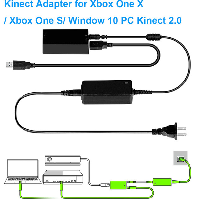 Xbox one x/xbox one s/Window 10 pc用のSkinectコンバーターアダプター交換キット2.0