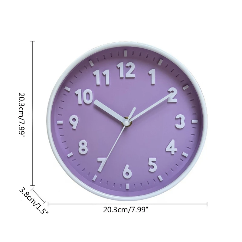 Modern Simple Wall Clock 8 Inch Candy Color Silent Time Clocks Ornament Q1FD