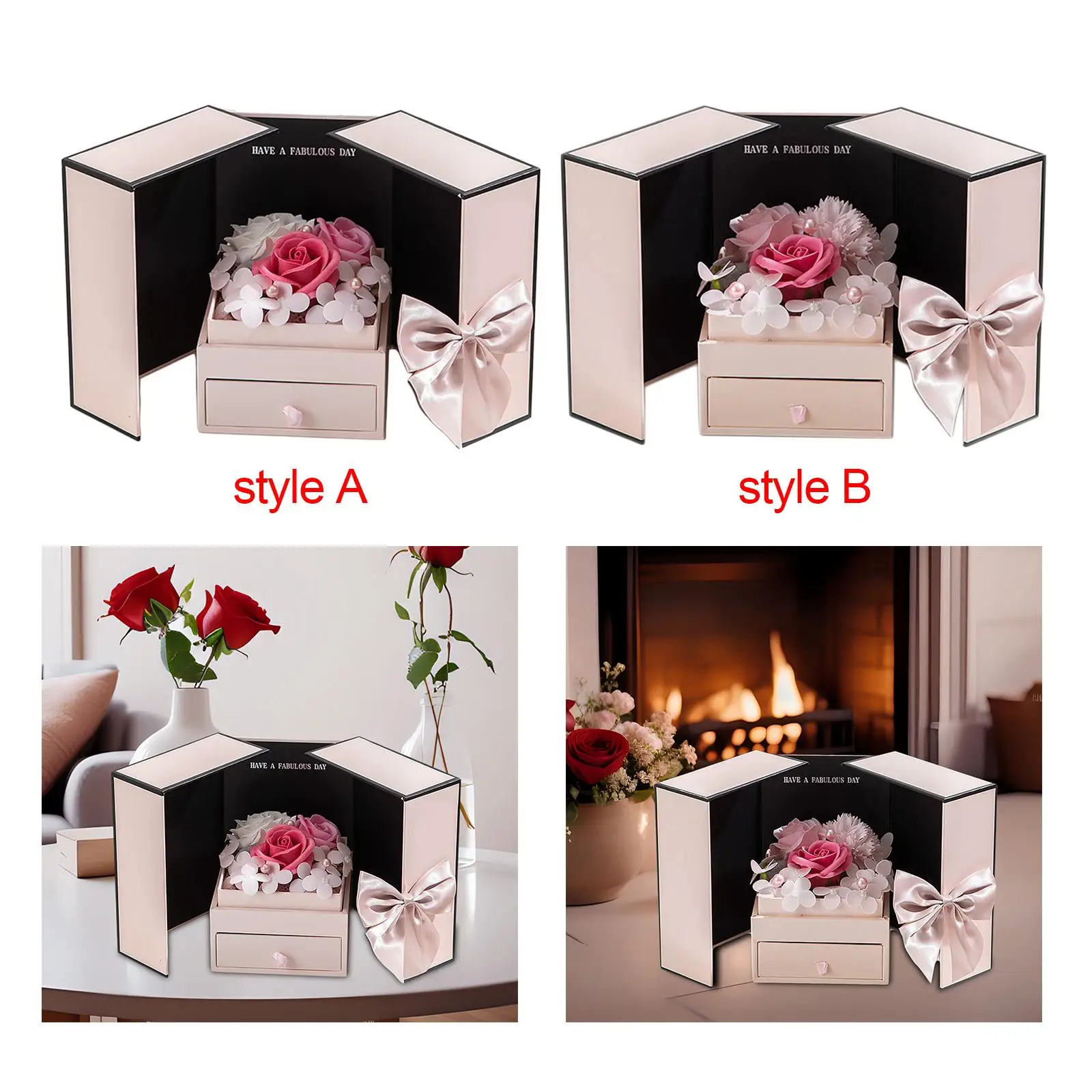 Valentine`s Day Gifts Box Floral Scented Container Rose Flower Gifts for Women Sister Valentine`s Day Girlfriend Birthday Gifts