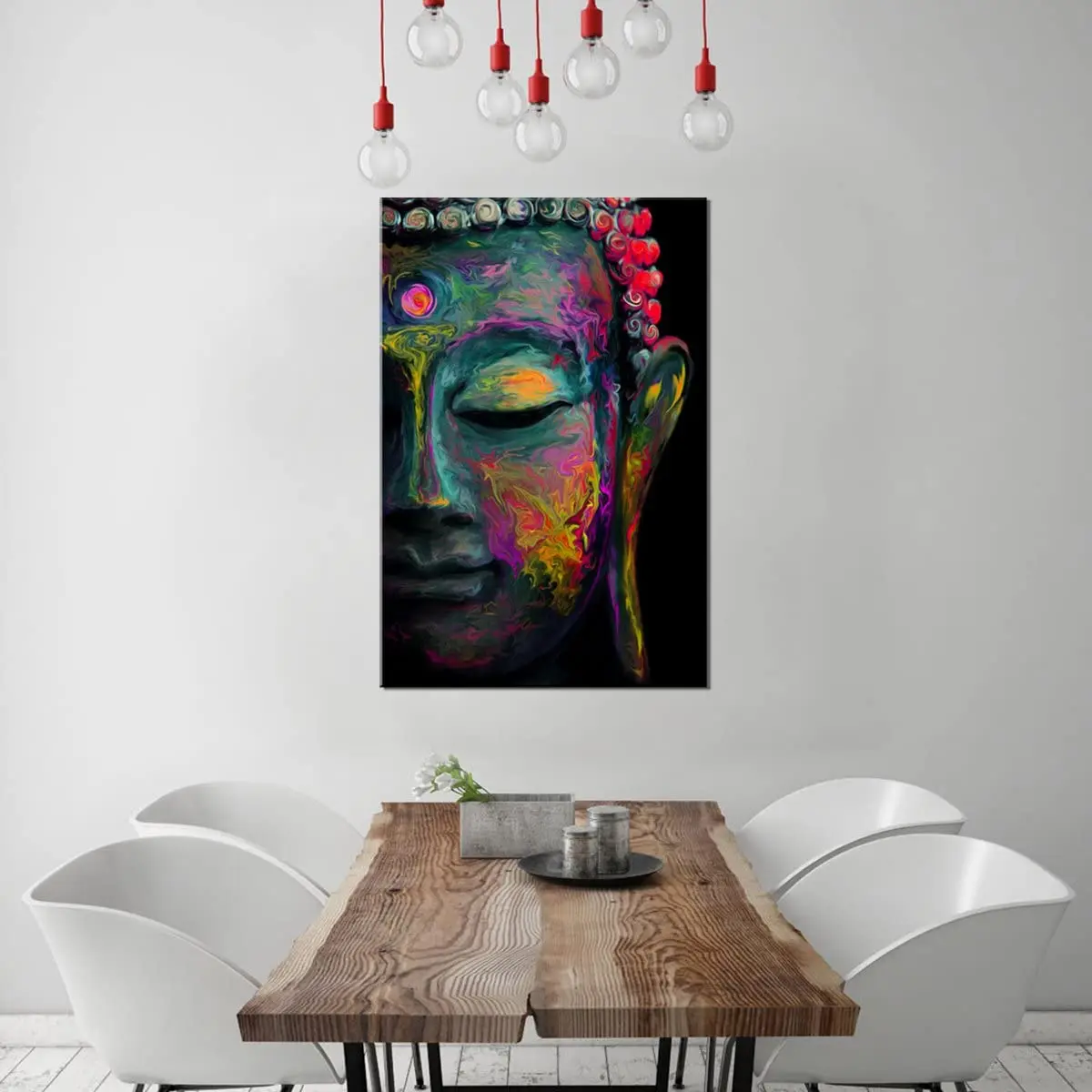 Color Buddha face wall art Canvas painting printing Living room decoration