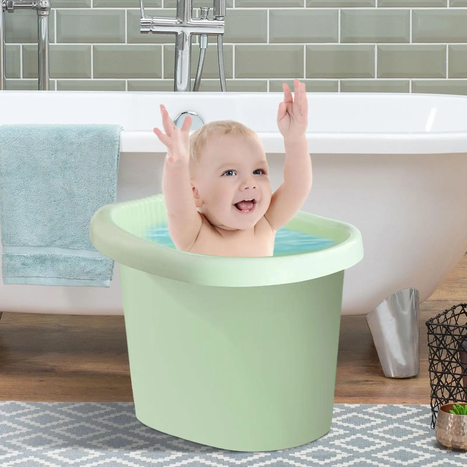 Infant Bathtub Newborn Shower Bucket Bathroom Accessories Baby Bath Bucket Baby Tub Bucket for Boys Kids Toddlers Girls Baby