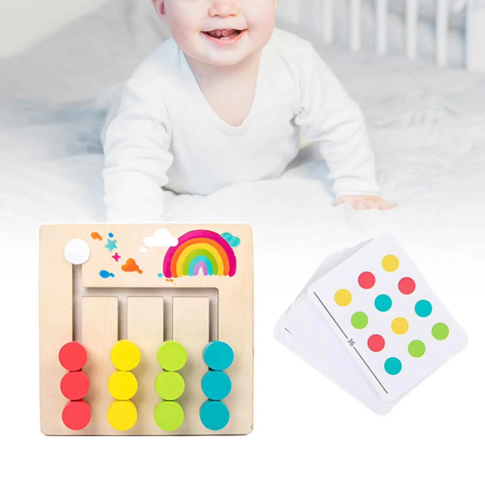 Montessori Toys Slide Puzzle Board Games Preschool Educational Toys Color and Shape Matching Brain Teasers Logic Game for Child