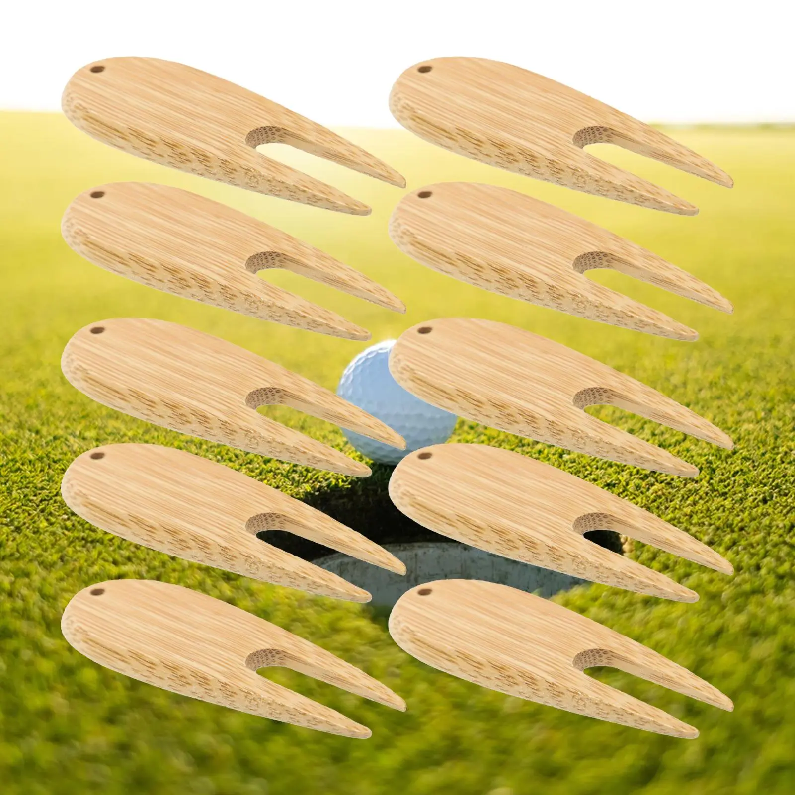 10Pcs Professional Golf Divot Repair Tools Multi-Use Wear Resistant Lightweight Non-Slip Golf Pitch Fork for Men Putting Green