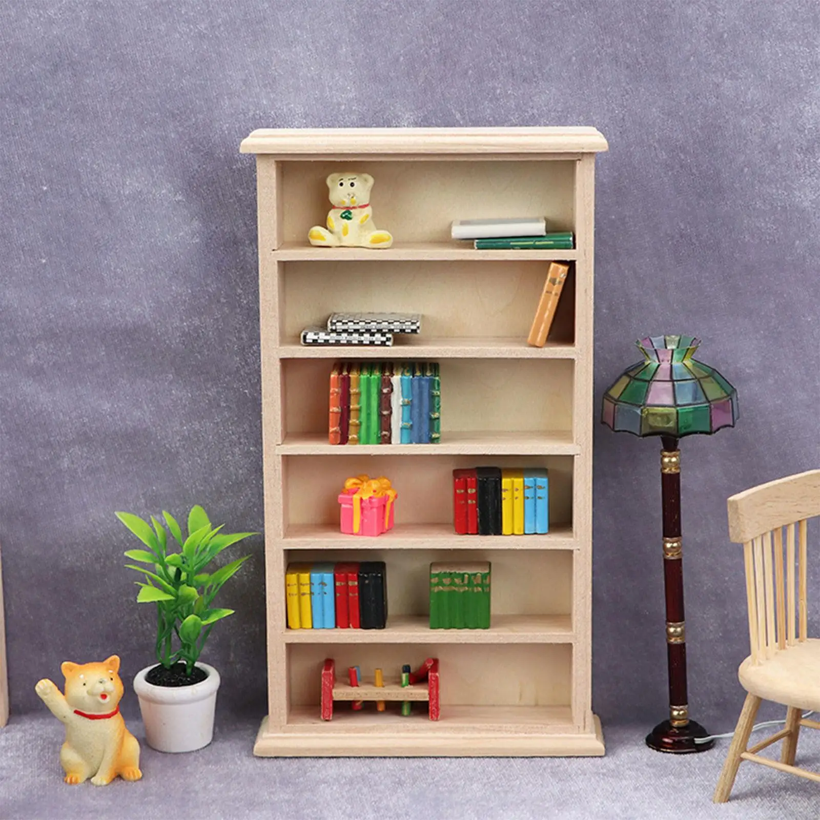 1/12 Dollhouse Miniature Bookcase Dollhouse Miniature Furniture for Kids 3+