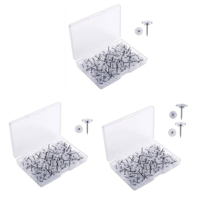 Push Pin Hooks, 100 Pack Plastic Head Wall Thumb Tacks Hanging Nails  Pushpin for Map Photo Cork Board, Clear, Black