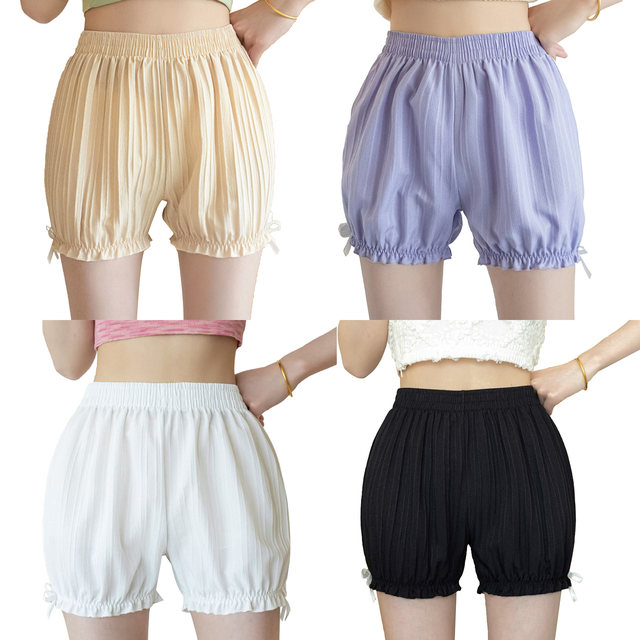 Lolita Short Womens Cute Bowknot Striped Frilly Ruffle Bloomers