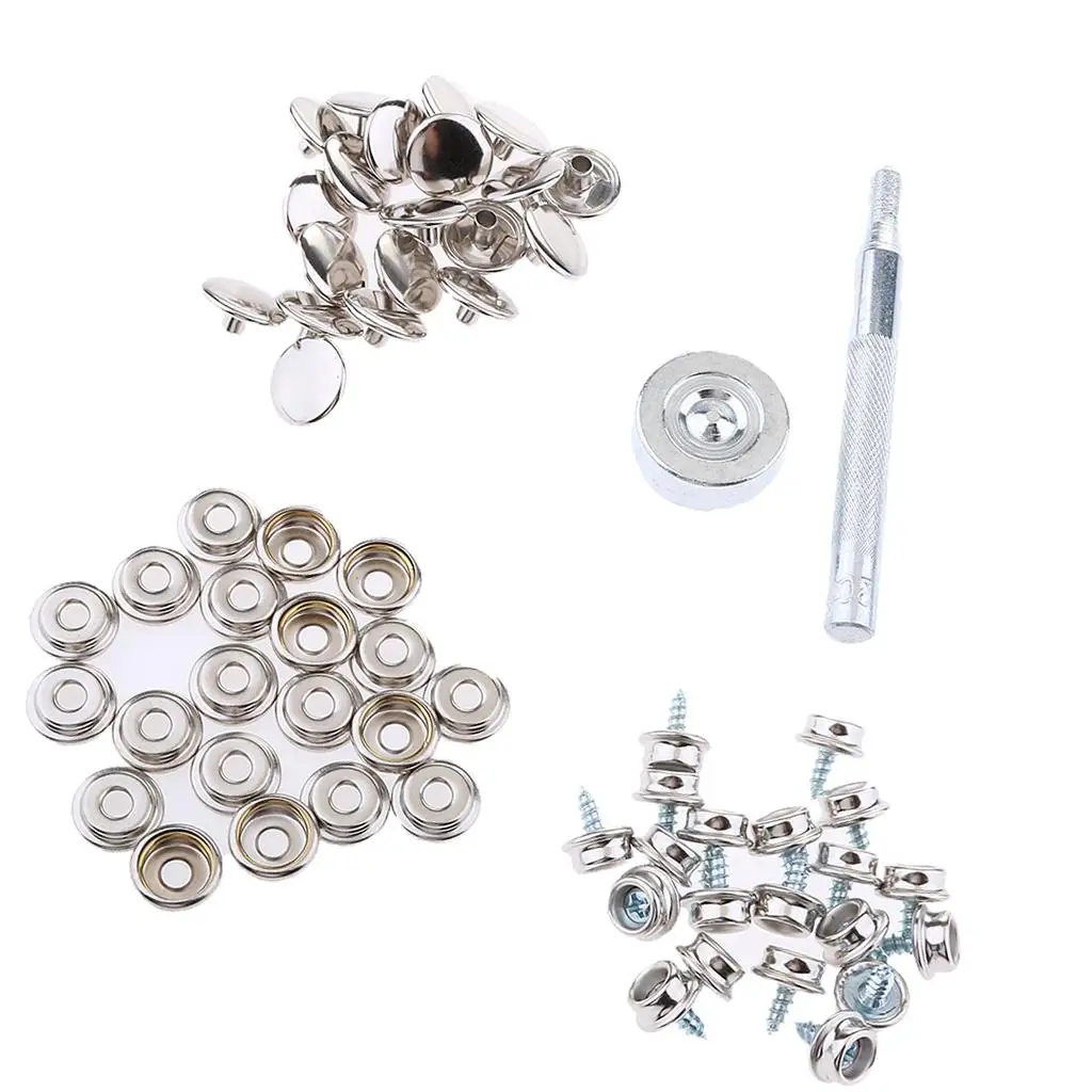 62 Pieces Boat Marine Cover Fastener /8`` Screw Kit with Installation Tool
