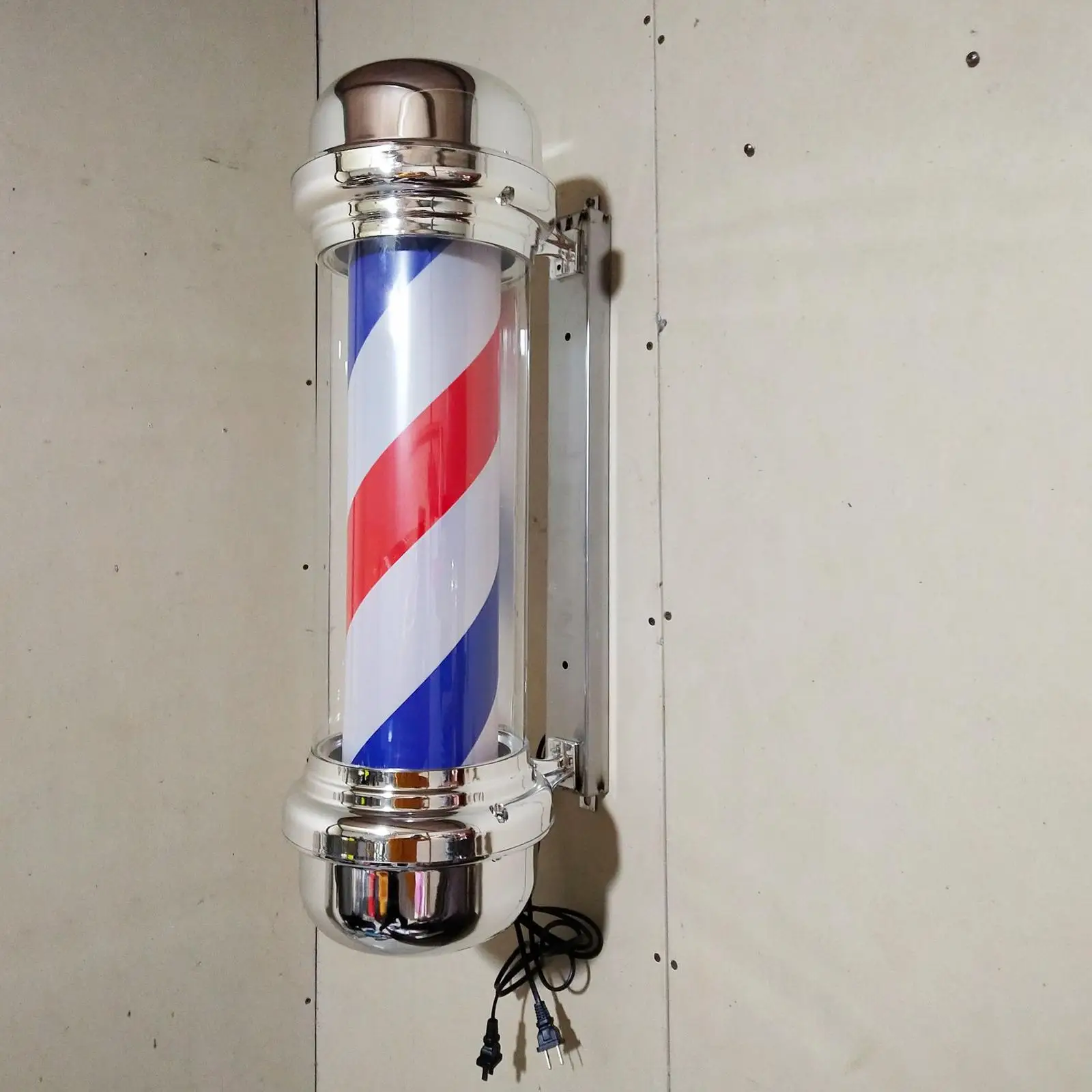 Barber Pole Light Save Energy 23`` Acrylic Outer Cylinder Barber Shop Rotating Light Hair Salon Open Sign for Indoor Outdoor