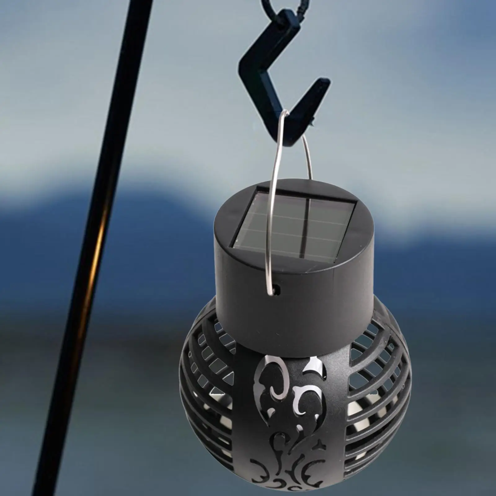 Hanging Solar Lantern Lights Retro Style Crafts Ball Shape with Handle Activities Outdoor Lamp for Camping Hiking Fishing
