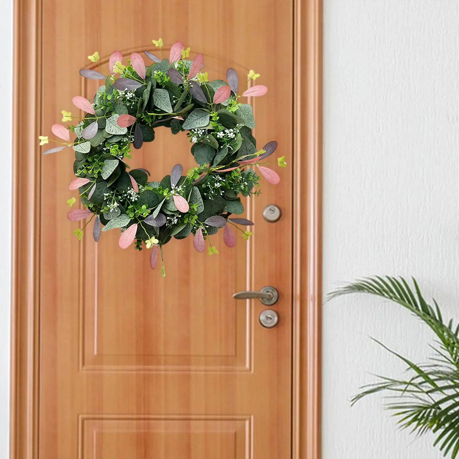 Green Leaf Wreath Outside Wreaths Front Door Wreath Ornament Artificial Eucalyptus Wreath for Patio Wedding Farmhouse Walls Door
