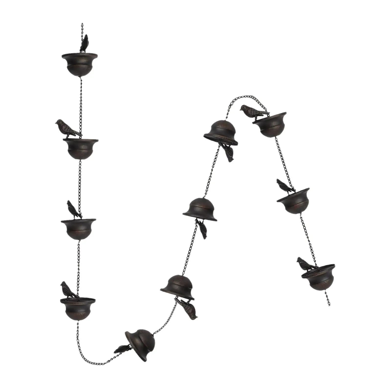 Bird Rain Chains for Gutters Replacement Downspouts Rain Collector Cups 94.5inch for Backyard Roofs Awnings Sheds Divert Water