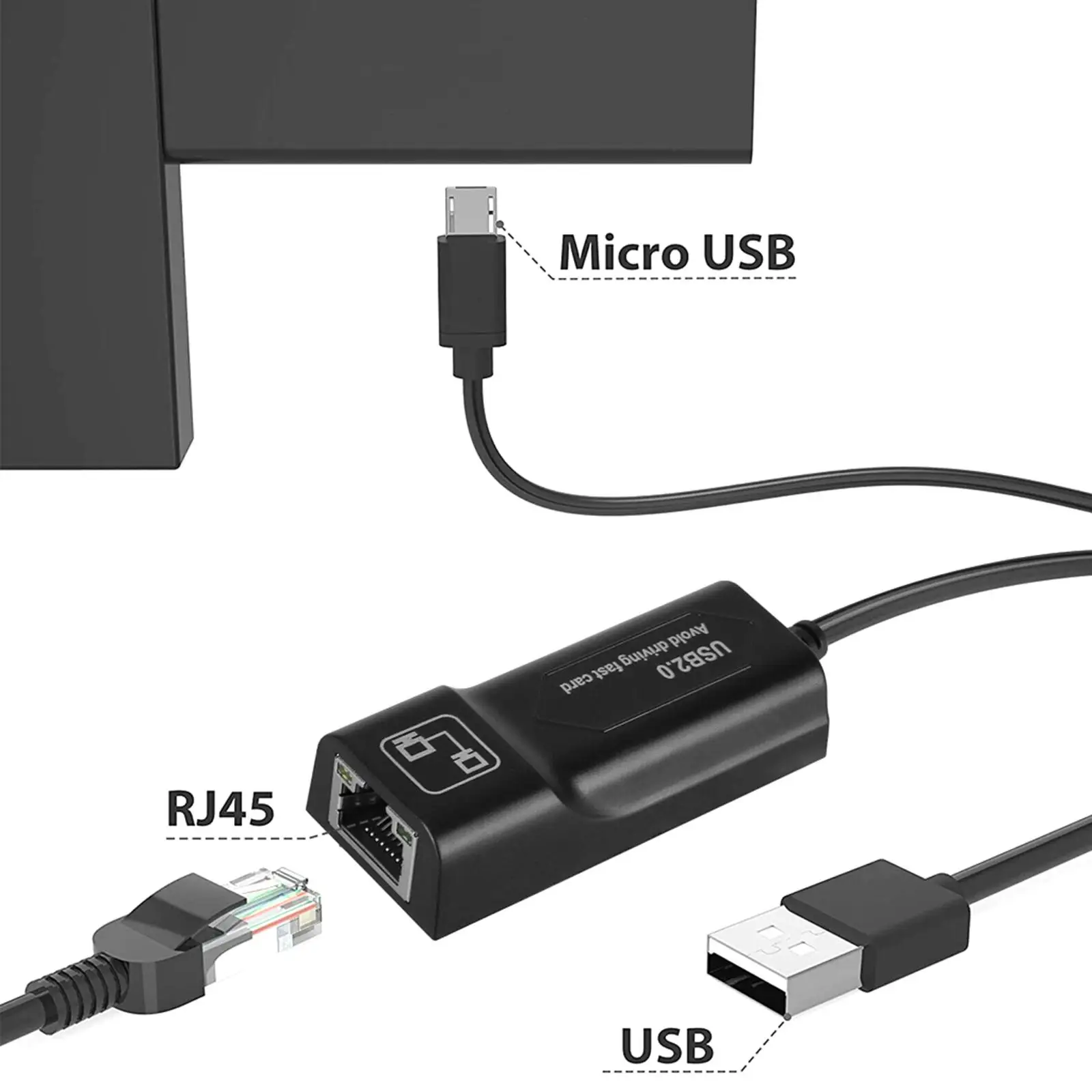 LAN Ethernet Adapter Streaming Sticks Powered Micro USB OTG Cable for TV Computer HDTV