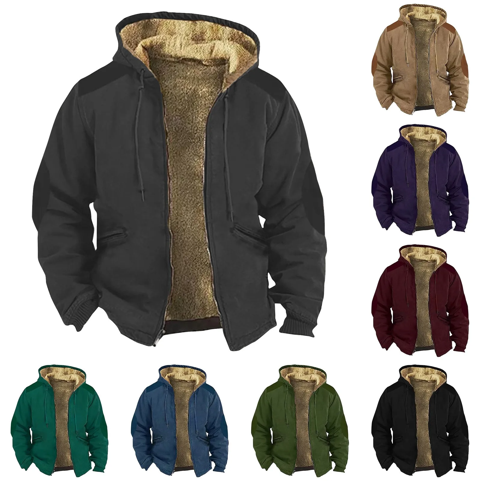 Chaquetas de invierno con capucha para hombre, abrigo grueso de felpa, algodón táctico grande, mediana y larga ropa de trabajo, abrigos tácticos de bombardero, otoño