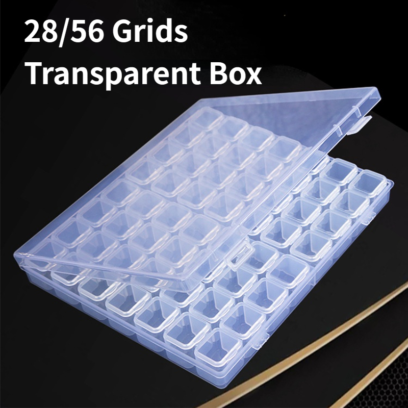 28/56 Grids Transparent Storage Box for DIY Diamond Painting Craft