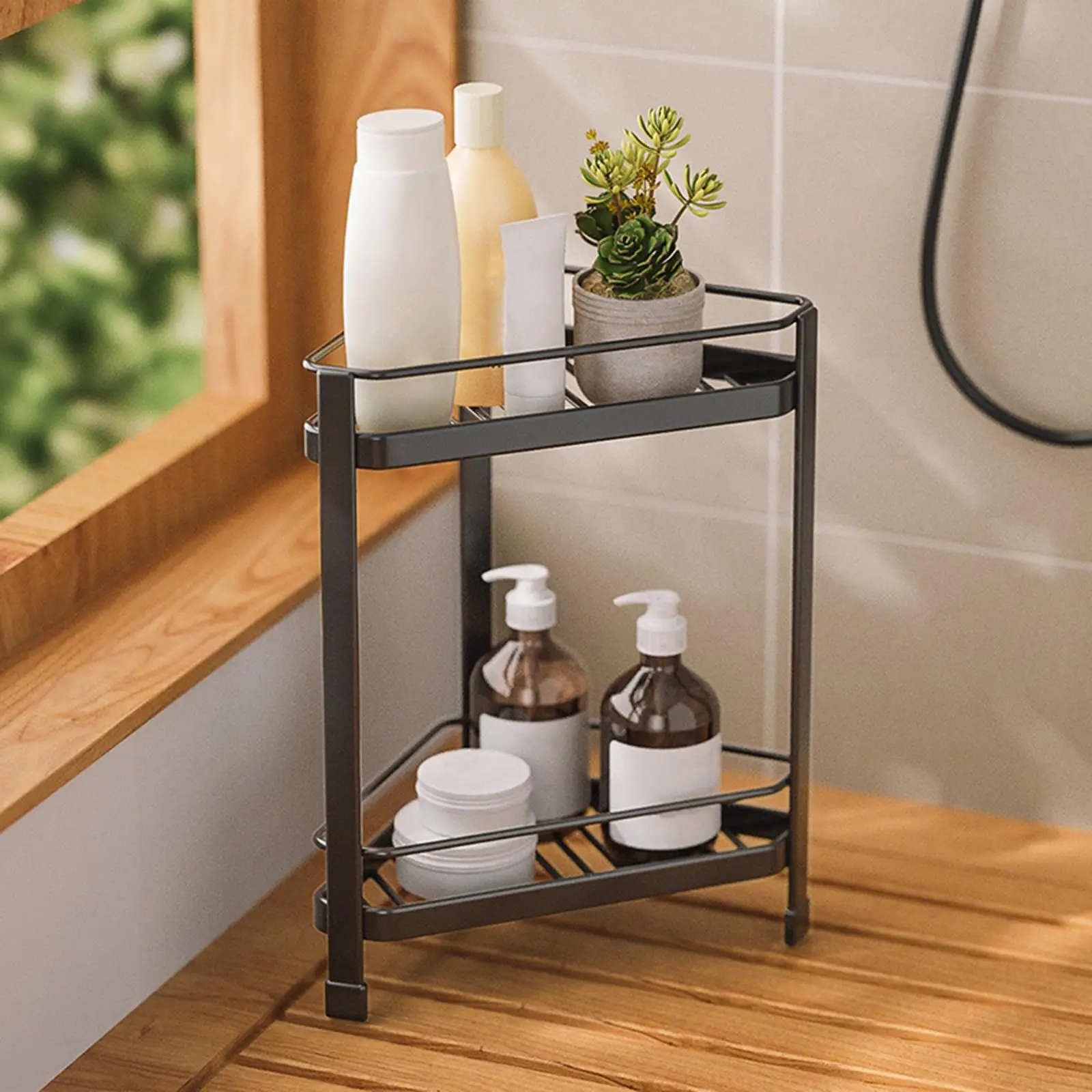 Tripod Bathroom Shelf Corner Shelf Storage Standing Multifunctional Stable Standing Rack for Narrow space