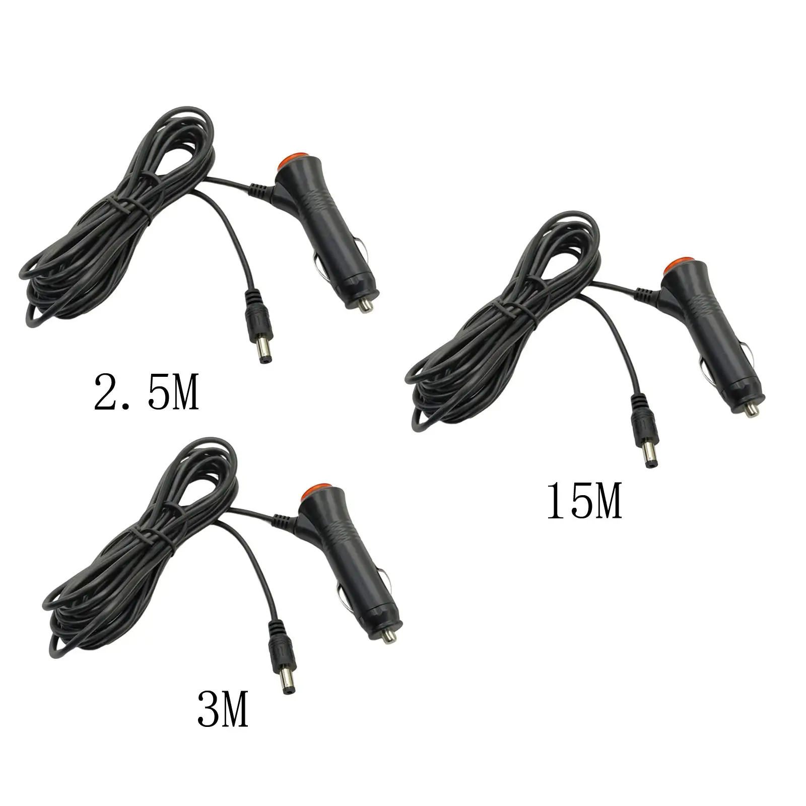 Car Cigarette Lighter Charger Cord 12V 24V 5.5Mmx2.1mm with LED Power Supply Cable for Truck DVD Player Van Bus