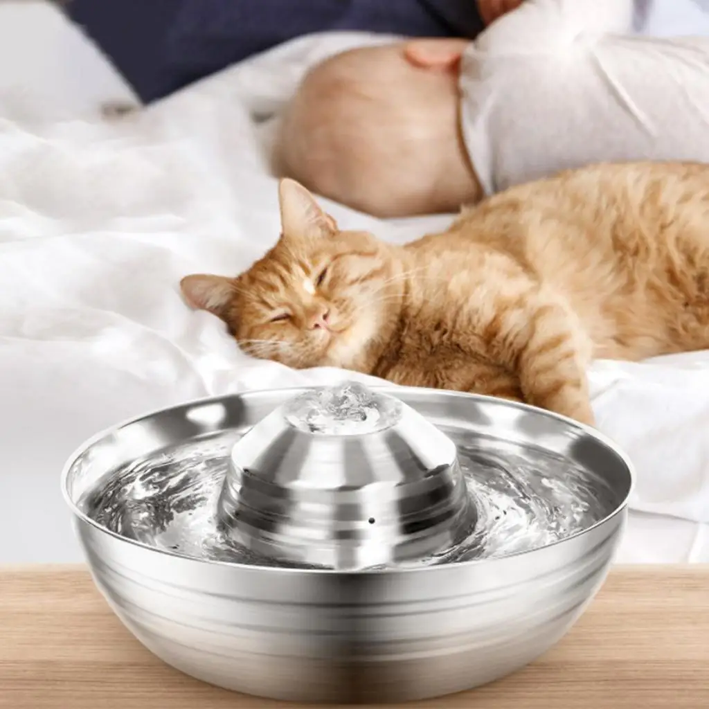 Cat And Dog Drinking Fountain, Automatic 2L Water Dispenser , Fresh, -flowing Water Jet, Easy-to-clean Stainless Steel,
