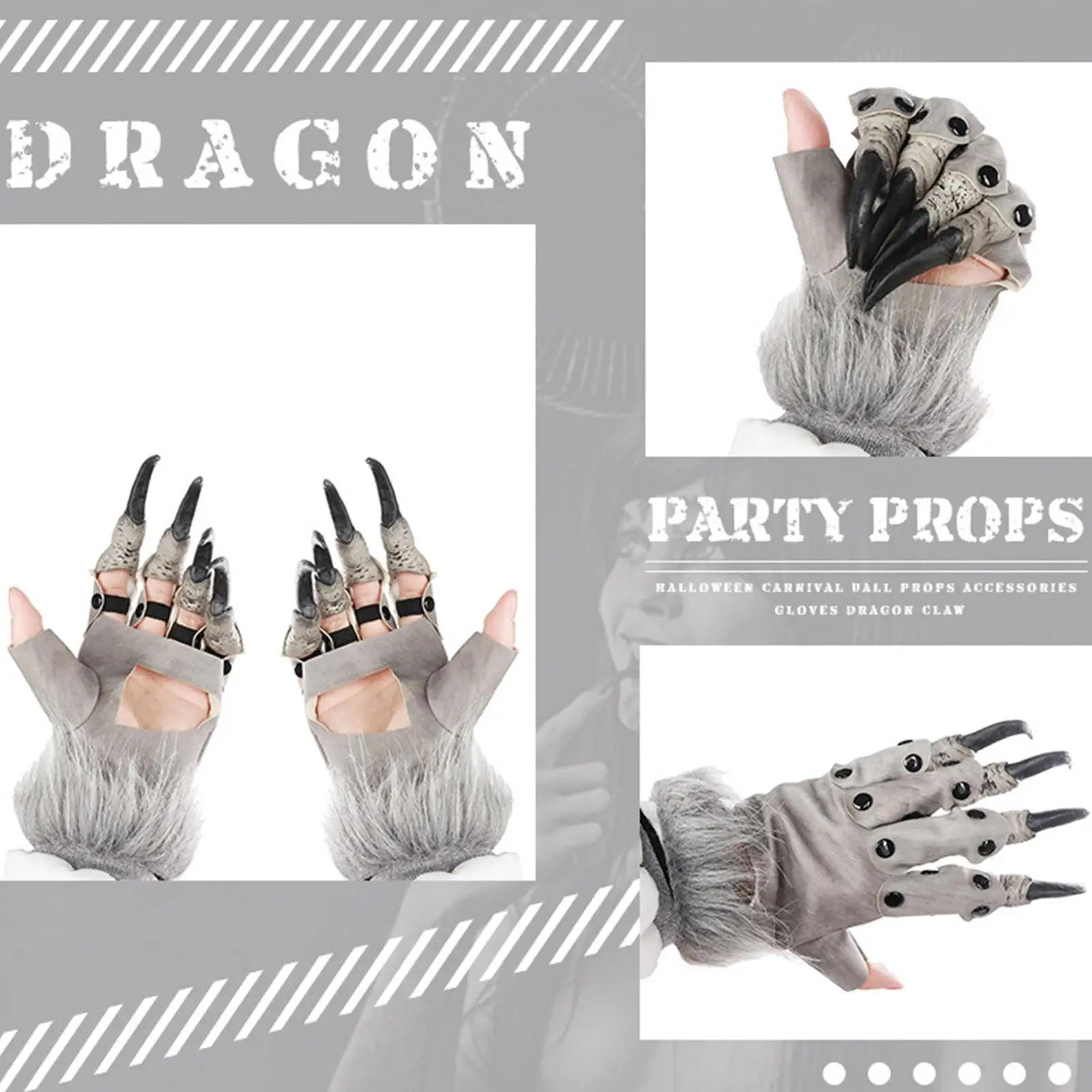 Pair Halloween Dragon Glove Costume Claw Fingernails Mitts Gift Dress up Monster Hands Paws for Festival Cosplay Props Unisex
