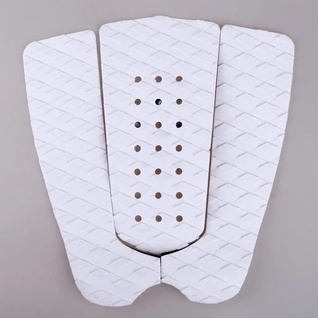 3Pcs Surfboard Traction Tail Pads Non-Skid Surfing Mat Deck Tape Grips for Longboard Board Skimboard White