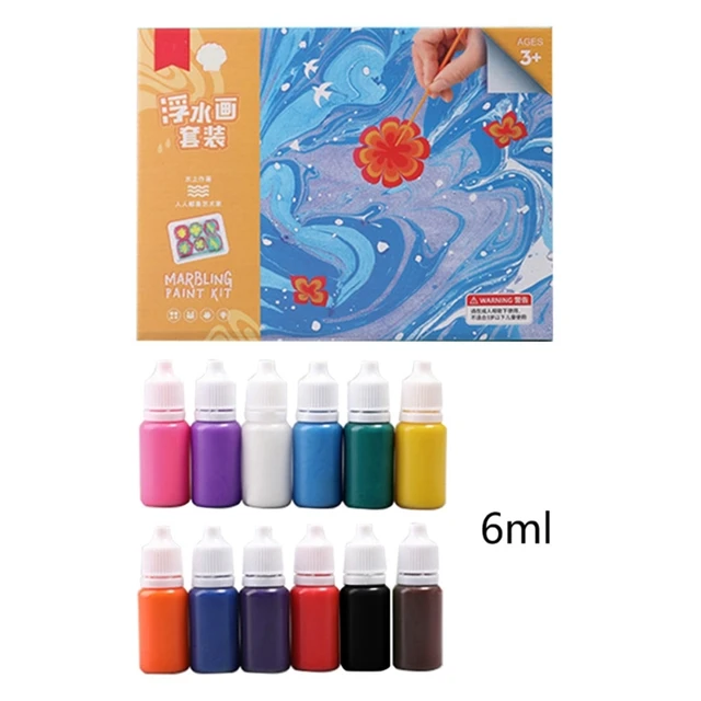Water Marbling Paint Kit DIY Art Crafts Marble Paint on Water for Teens  Preteens Kids for Creative Toy Gifts 6/12 Colors