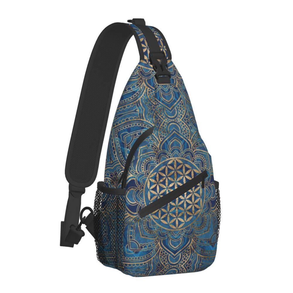 legal flor da vida em lotus mandala crossbody sling mochila men budismo ombro sacos de peito para viajar