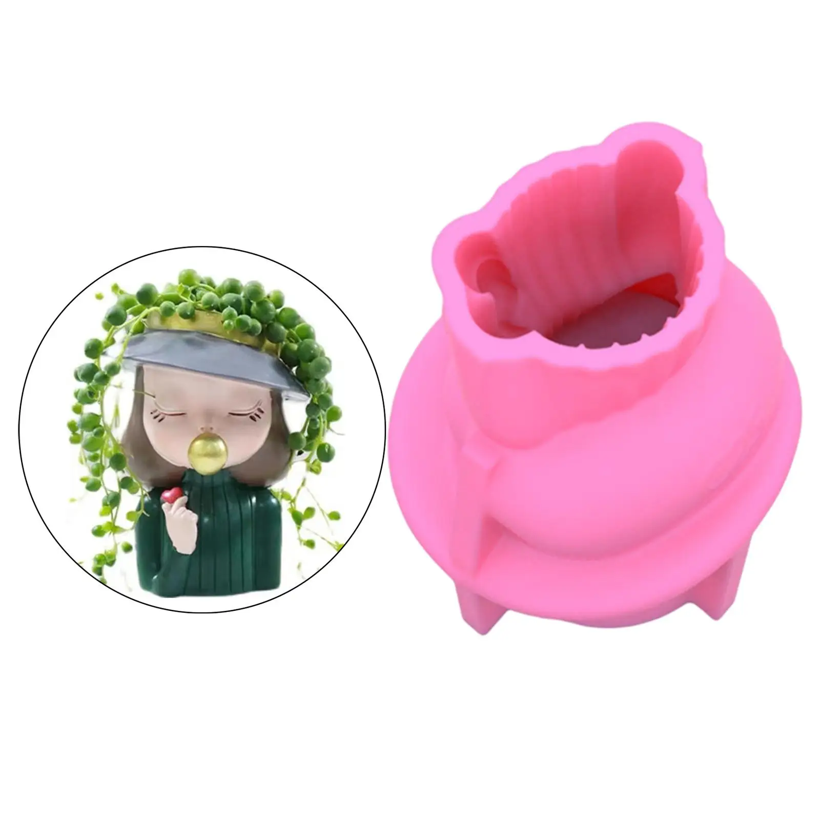 3D Girl Head Silicone Mold Vase Succulent Pot Resin Candle Wax Polymer Plants Pot Pen Holder Handmade Clay Soap Making DIY Mould