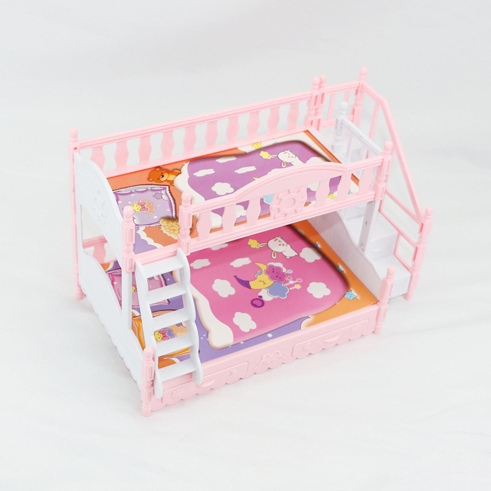 Doll House Furniture 1:12 1/12 Mini Straight Ladder Play House 17cm Double Bed Model Replacemets Bunk Beds Toys for 6+ Years Old