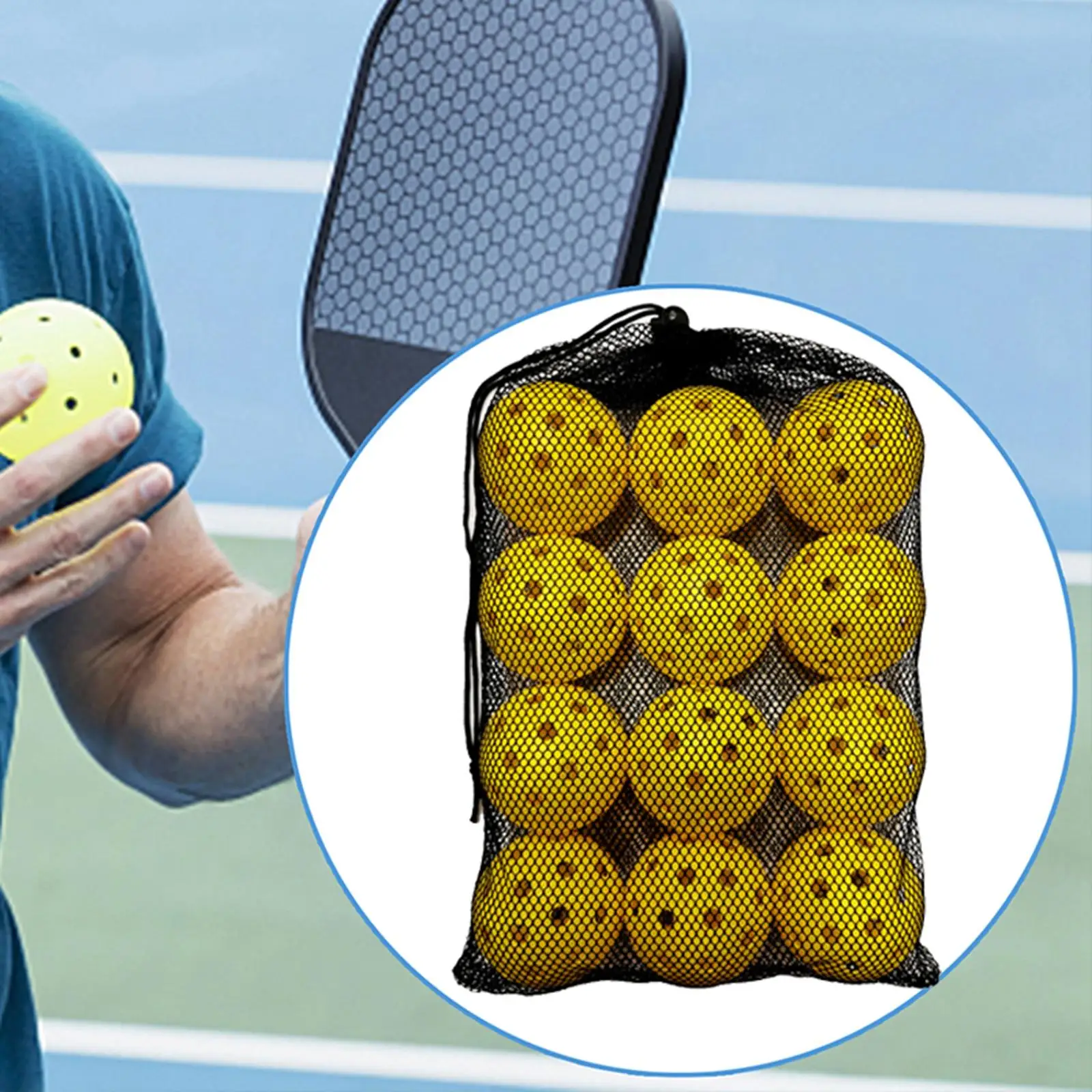 12x Pickleball Balls 40 Holes 74mm Professional Specifically Designed Accessories for Indoor Outdoor Sanctioned Tournament Play