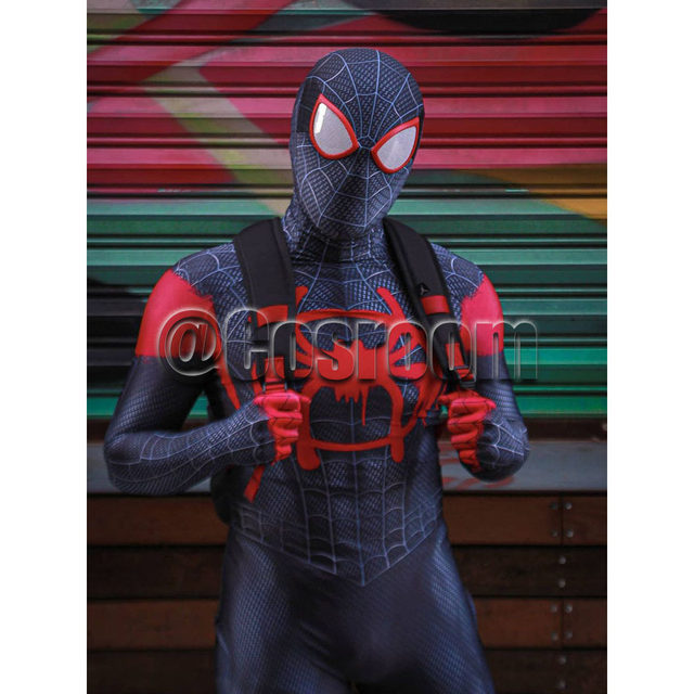 Morales Of Thespiderman Miles Morales Cosplay Costume - Unisex Nylon  Jumpsuit & Mask