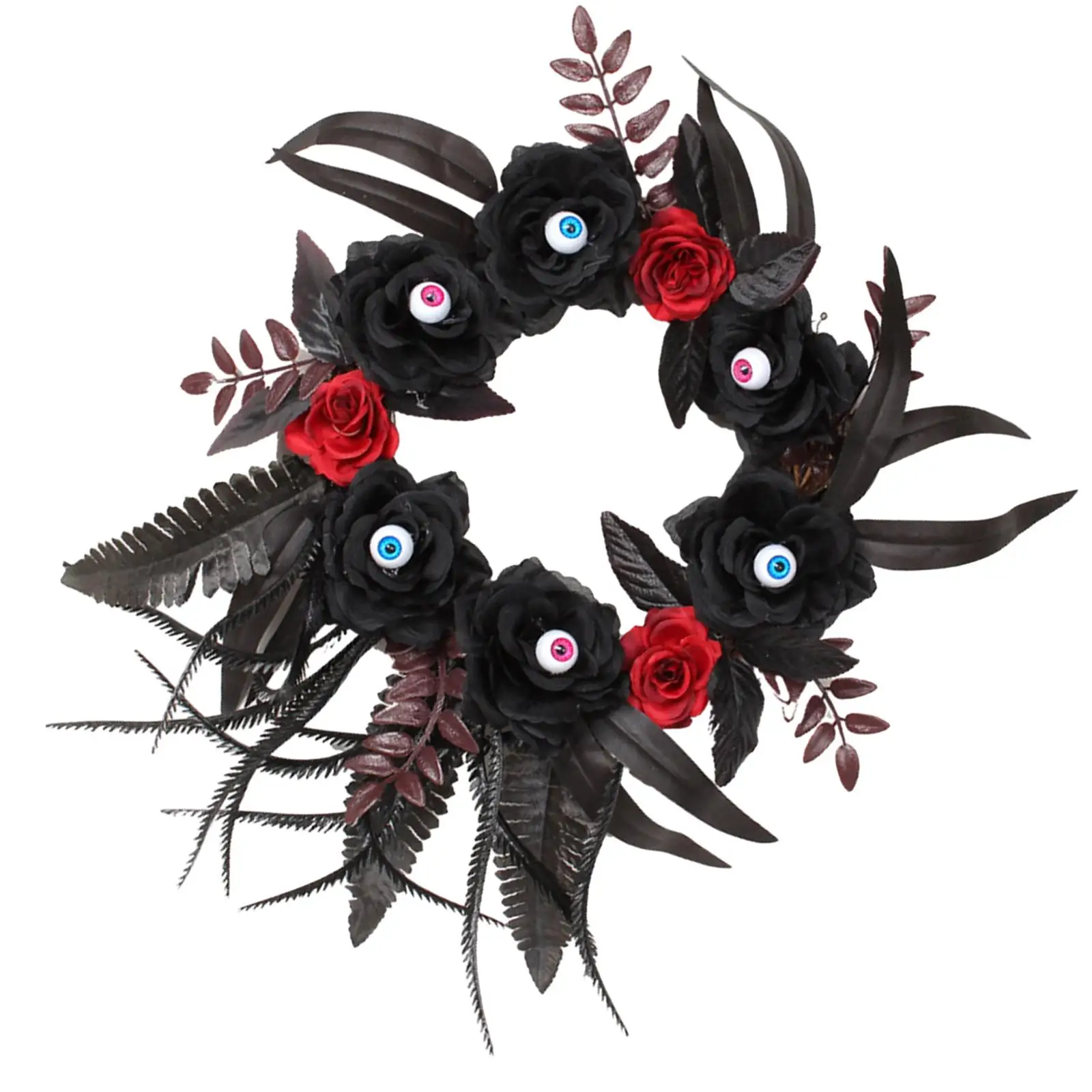 Halloween Simulation Eyeballs Rose Front Door Wreath Ornament Sturdy Multipurpose Floral Garland Party Supplies for Balcony